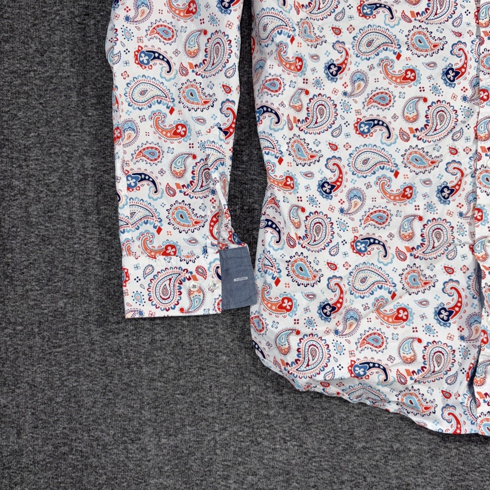 Cremieux Premium Paisley Button Down Shirt Tall 2XT Stretch White/Red Colorful - Picture 5 of 10